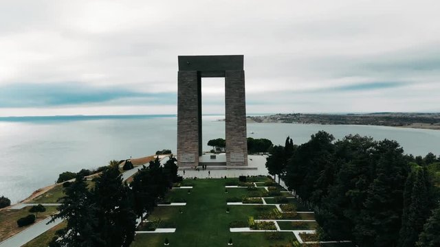The &Ccedil;anakkale Martyrs' Memorial is a war memorial commemorating the service of about 253,000 Turkish soldiers who participated at the Battle of Gallipoli.