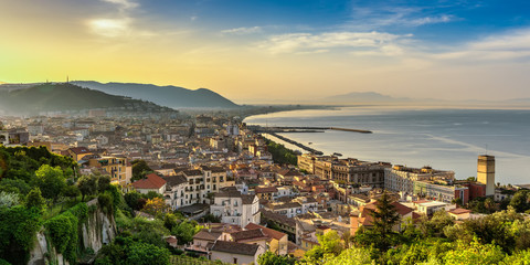 Panorama di Salerno all'alba - obrazy, fototapety, plakaty