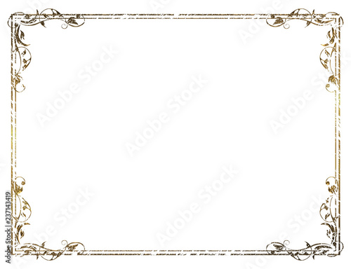 金属の質感のバロック調のオーナメント 飾り罫 飾り囲み チョーク調 Baroque Ornament Wall Mural Globeds