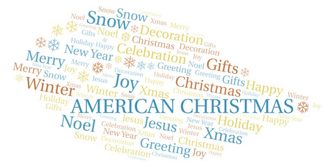American Christmas word cloud.
