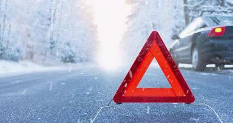Winter Driving Cinemagraph - car breakdown on a mountain road - seamless loop - ProRes