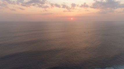aerial view sunset over ocean. seascape Colorful sunset over the sea in the tropics