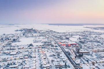 View of city in winter, Donji Miholjac, Croatia
