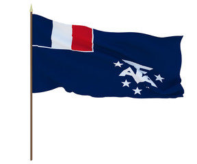 National flag of French southernd antarctic lands. Background for editors and designers. National holiday