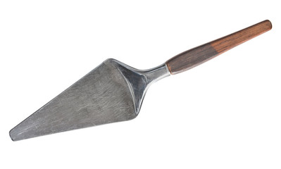 Silver Vintage Cake Spatula isolated on white Background. Retro silverware.