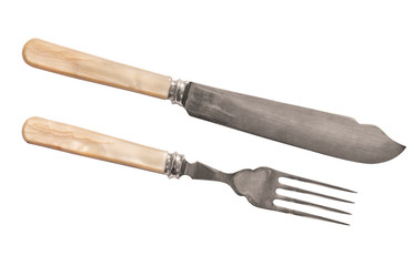 Knife and fork isolated on white background
