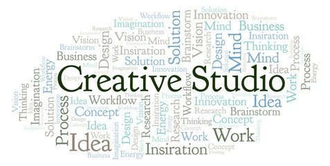Fototapeta premium Creative Studio word cloud, made with text only.