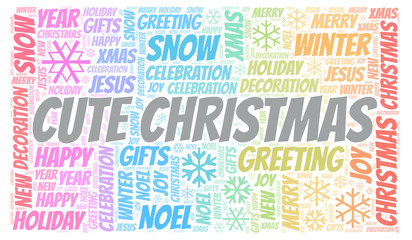 Fototapeta premium Cute Christmas word cloud.