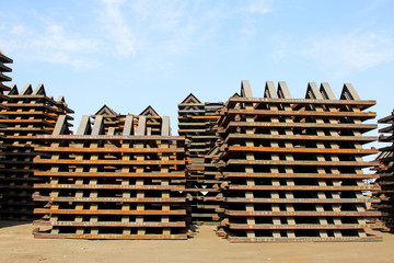 Piles of steel components