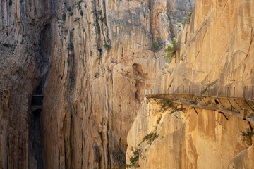 Caminito del Rey, Spain.Royal Trail also known as El Caminito Del Rey - mountain path along steep cliffs in gorge Chorro, Andalusia, Spain