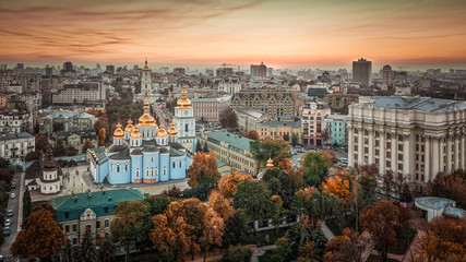 Autumn view of Kiev from the height of bird benefits.