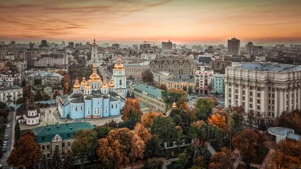 Deurstickers Herfst uitzicht op Kiev vanaf de hoogte van de voordelen van vogels. © slava2271