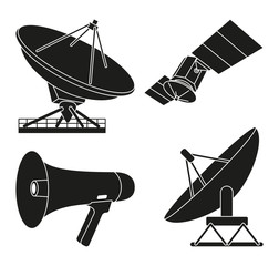 Black white telecommunication silhouette elements
