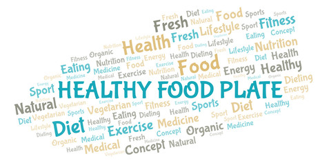 Fototapeta premium Healthy Food Plate word cloud.