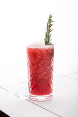 Alcohol cocktail on a white board