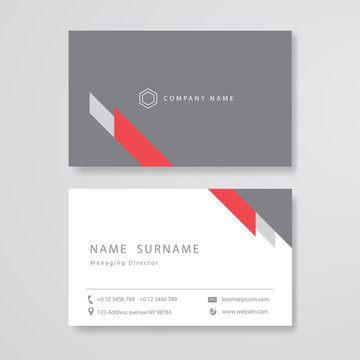 White And Gray Design Business Card Flat Template Vector