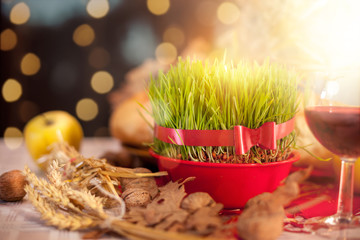 Traditional Christmas decoration with Christmas wheat