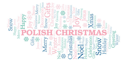 Obraz premium Polish Christmas word cloud.
