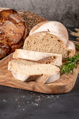 Fresh fragrant bread on the table. Food concept.