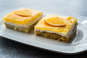 Square Slice of Orange Mascarpone Quark Cake