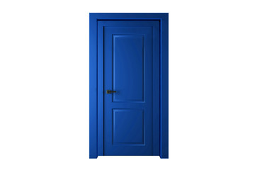 Single blue door closed - door frame only, no walls