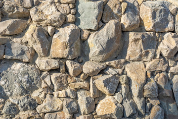 The wall is made of large stones