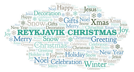 Fototapeta premium Reykjavik Christmas word cloud.