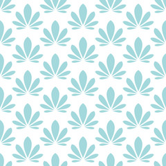 Retro Seamless Pattern Flowers/Leafs Turquoise