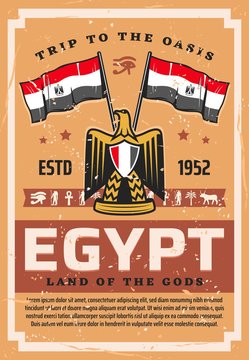 Egyptian flag and emblem, travel to Egypt