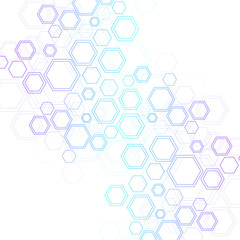 Abstract hexagonal background. Hexagonal molecular structures. Futuristic technology background in science style. Graphic hex background for your design. Vector illustration