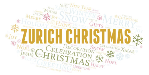Obraz premium Zurich Christmas word cloud.