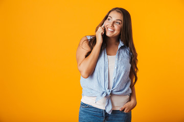 Lovely young overweight woman standing