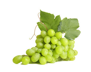 Ripe sweet grapes on white background