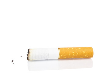 cigarette butt on white background