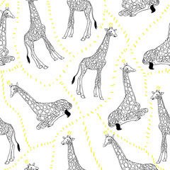 Żyrafa wektor wzór na tekstylia, tkaniny, ubrania mody. Afrykańska zwierzęca ilustracja odizolowywająca na tle - 237158065