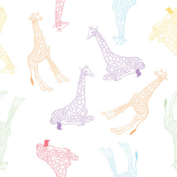 Giraffe vector pattern for textile, fabric, fashion clothes. African animal illustration isolated on background