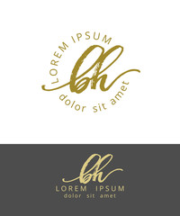 Fototapeta na wymiar B H. Initials Monogram Logo Design. Dry Brush Calligraphy Artwork