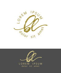 Fototapeta na wymiar B L. Initials Monogram Logo Design. Dry Brush Calligraphy Artwork