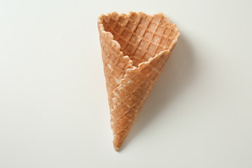 Waffle cone on white background