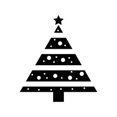 Fototapeta premium Vector illustration with silhouette of new year tree.