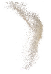 Fototapeta na wymiar Raw white rice explosion isolated on white,Motion blur