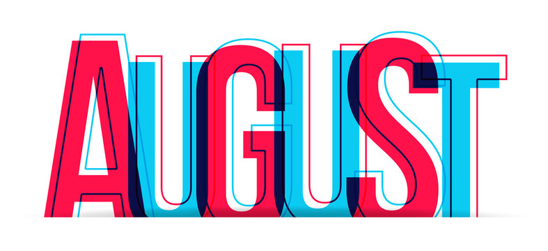 August word vector isolated on white background