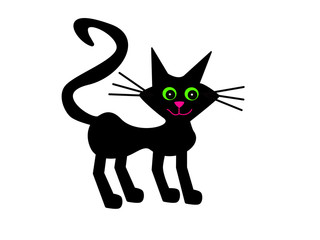 Fototapeta premium Black cat with green eyes silhouette