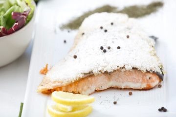 Salt-roast sea salmon