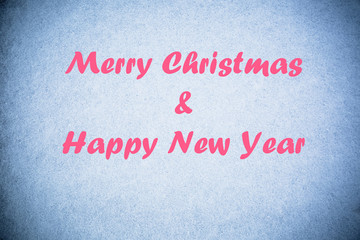 blue background texture with merry Christmas and Happy New Year lettering