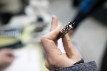 New modern industrial drills and mills of the different sizes. Small depth of sharpness