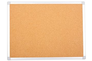 blank office corkboard isolated on white background.