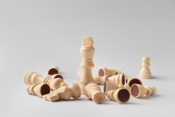 Chess pieces on light background