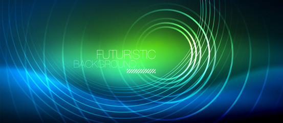 Neon glowing circles background