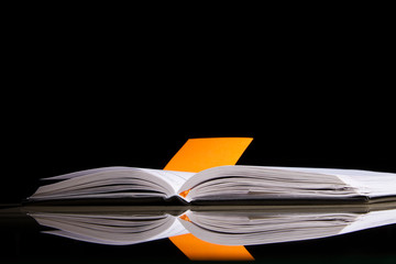 The diary with an orange sticker